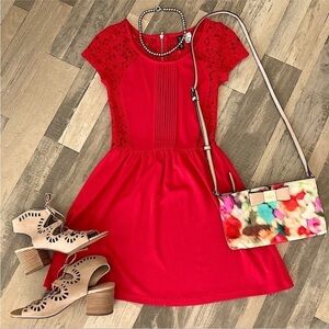 H&M Red Lace Holiday Dress Women’s XS